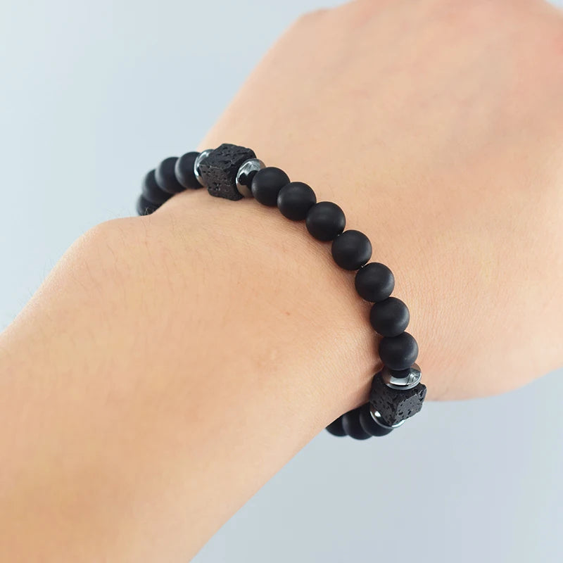 Black Lava Stone Beaded Bracelet - Natural Healing Design