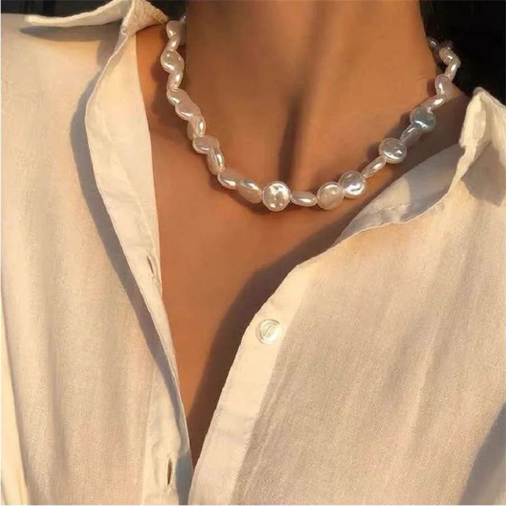 Layered Pearl and Chain Pendant Necklace
