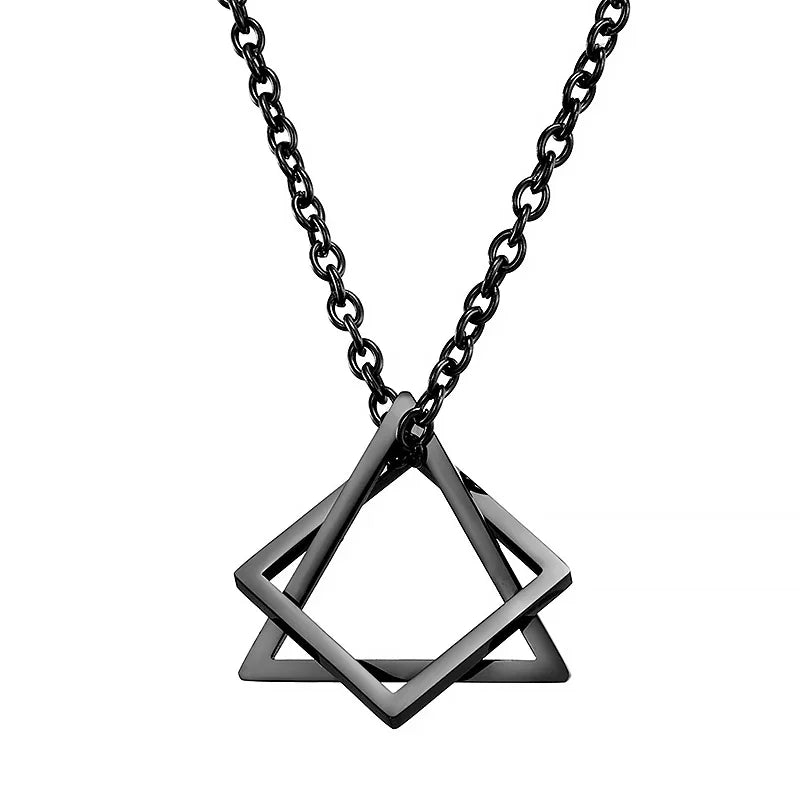 Geometric Square Triangle Pendant Necklace - Modern Minimalist