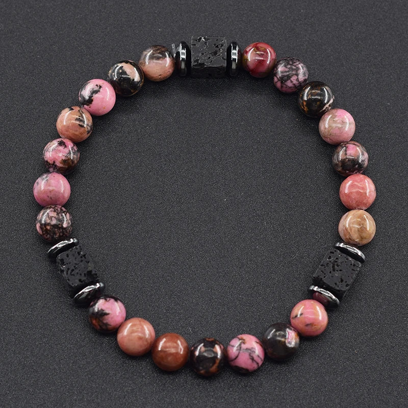 Black Lava Stone Beaded Bracelet - Natural Healing Design