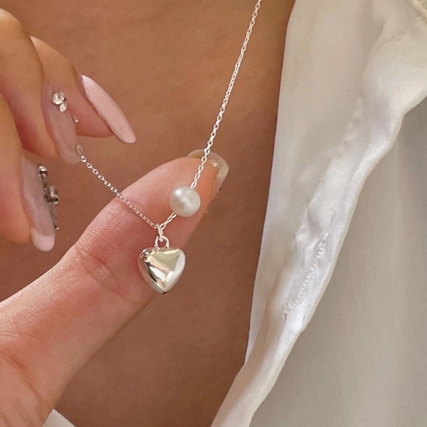 Natural Freshwater Pearl Sterling Silver Necklace - 925 Silver