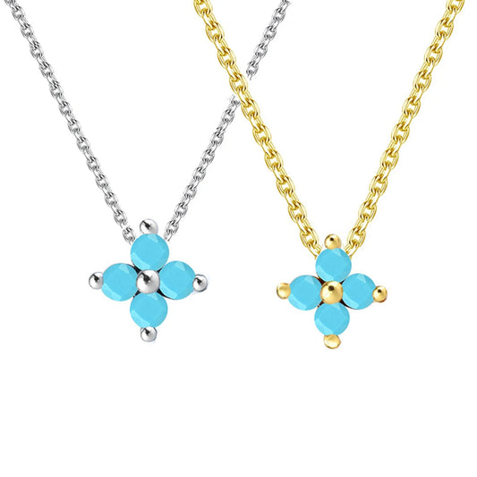 Sterling Silver Turquoise Pendant Necklace - S925 Silver