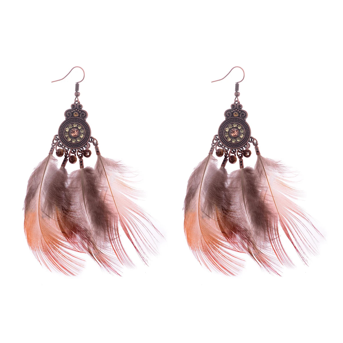 Vintage Bohemian Feather Tassel Earrings - Handmade Ethnic Design