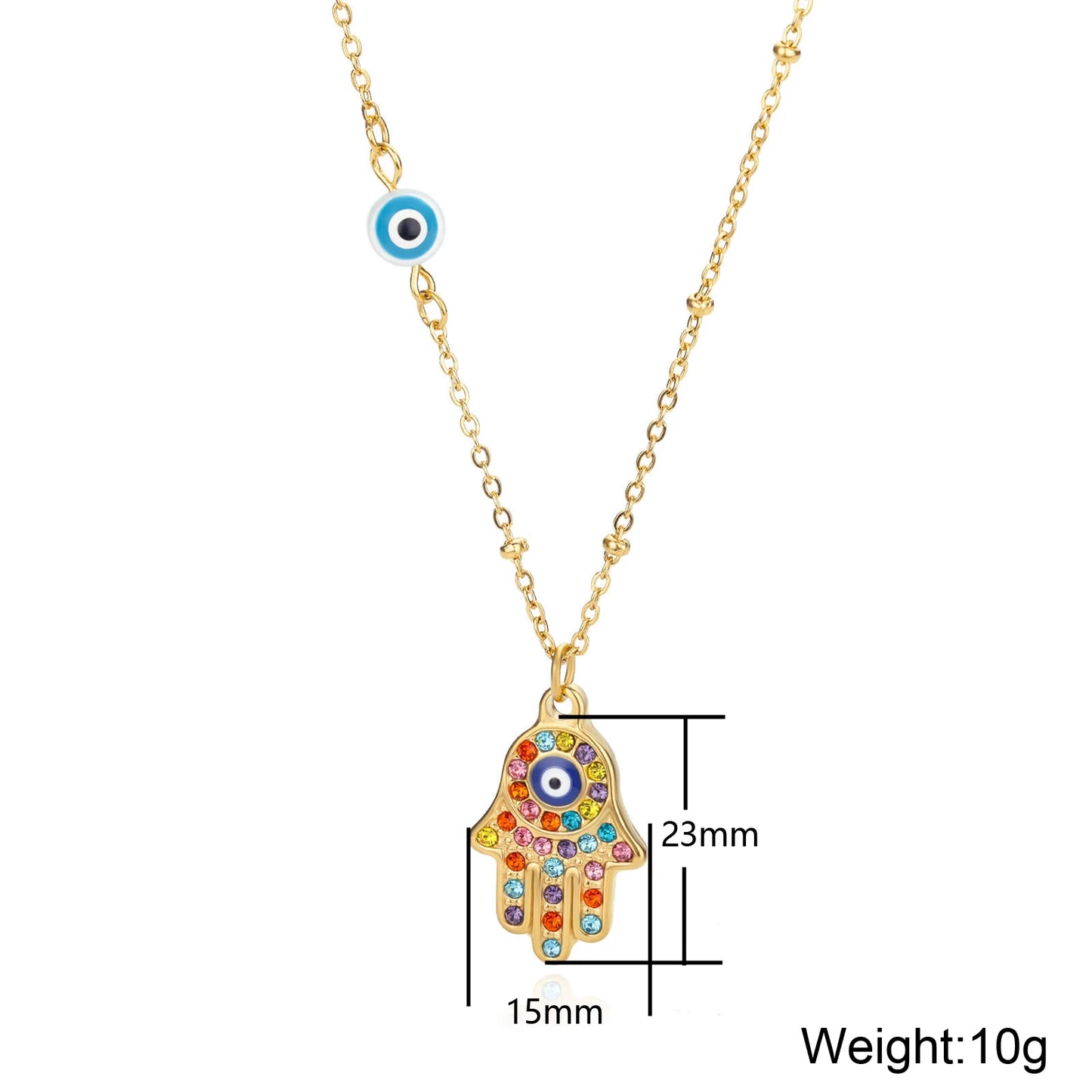 Turkish Evil Eye Zircon Pendant Necklace - Protective Charm