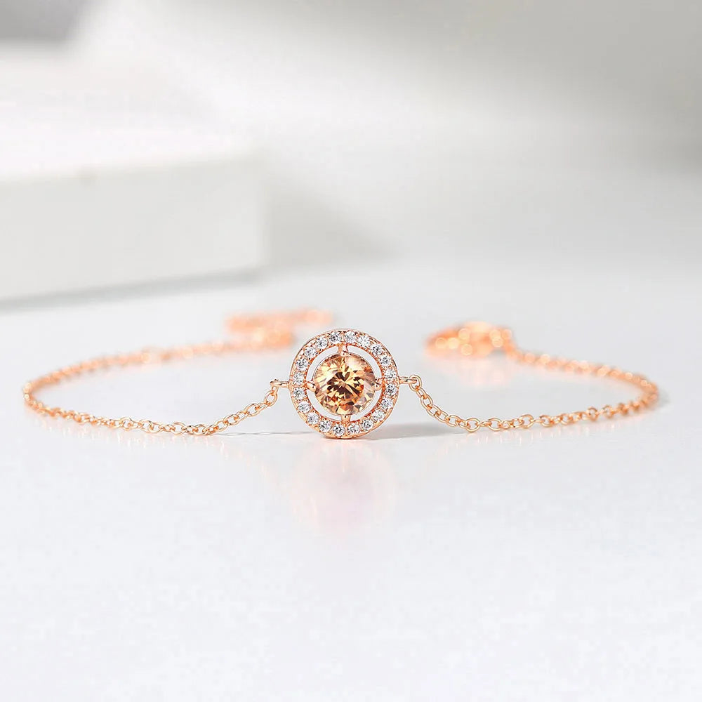 Cubic Zirconia Charm Bracelet - Rose Gold Micro Mosaic