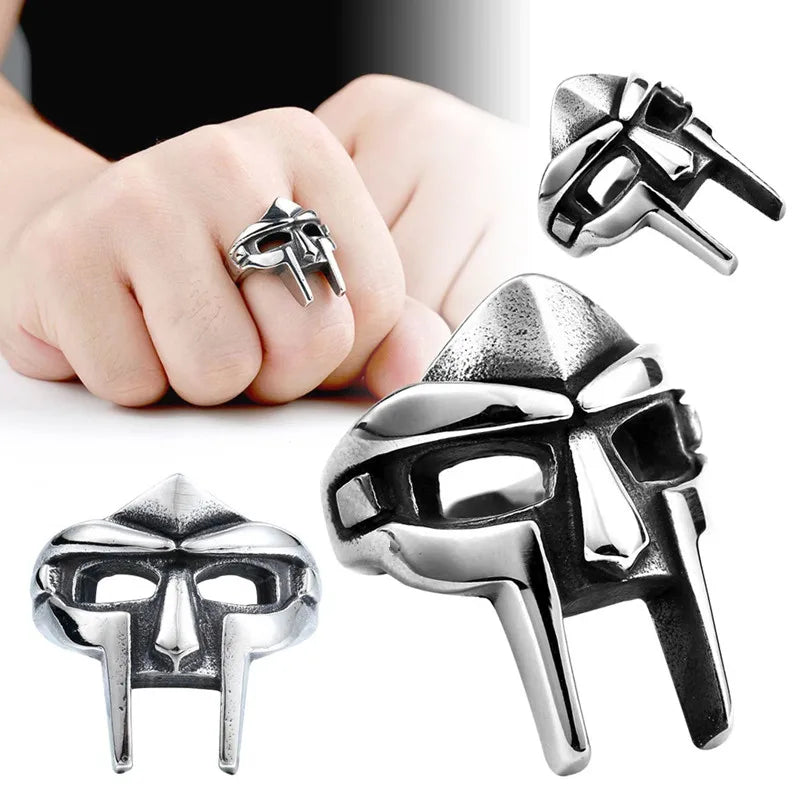 Gothic Mask Statement Ring - Punk Style Zinc Alloy