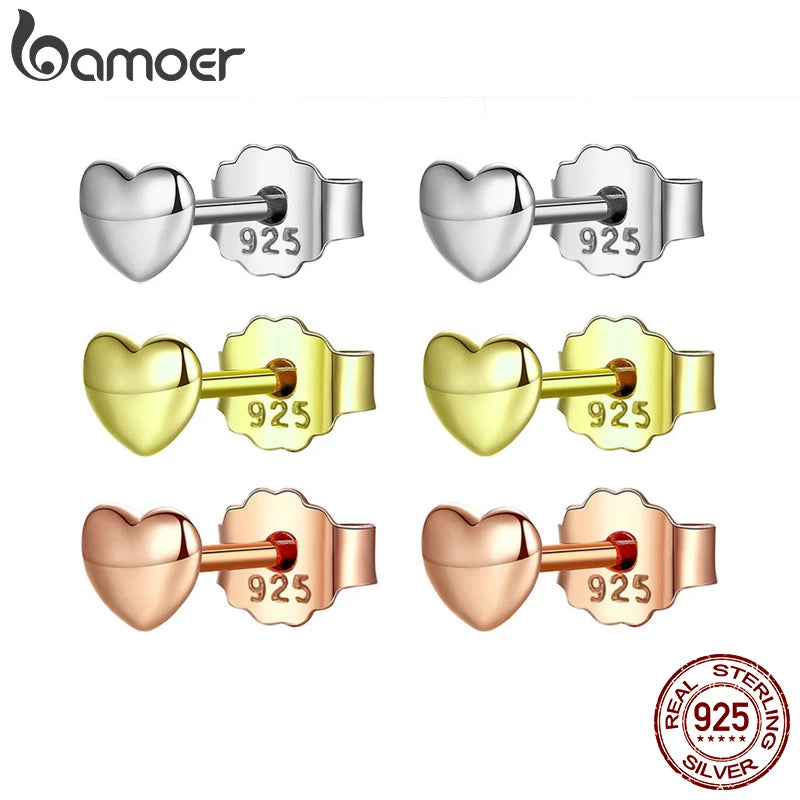 Plain Hearts Stud Earrings - 925 Sterling Silver