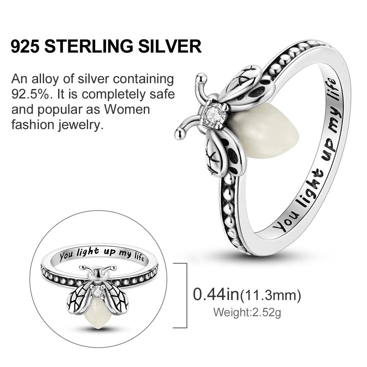 Star Moon 925 Sterling Silver Ring