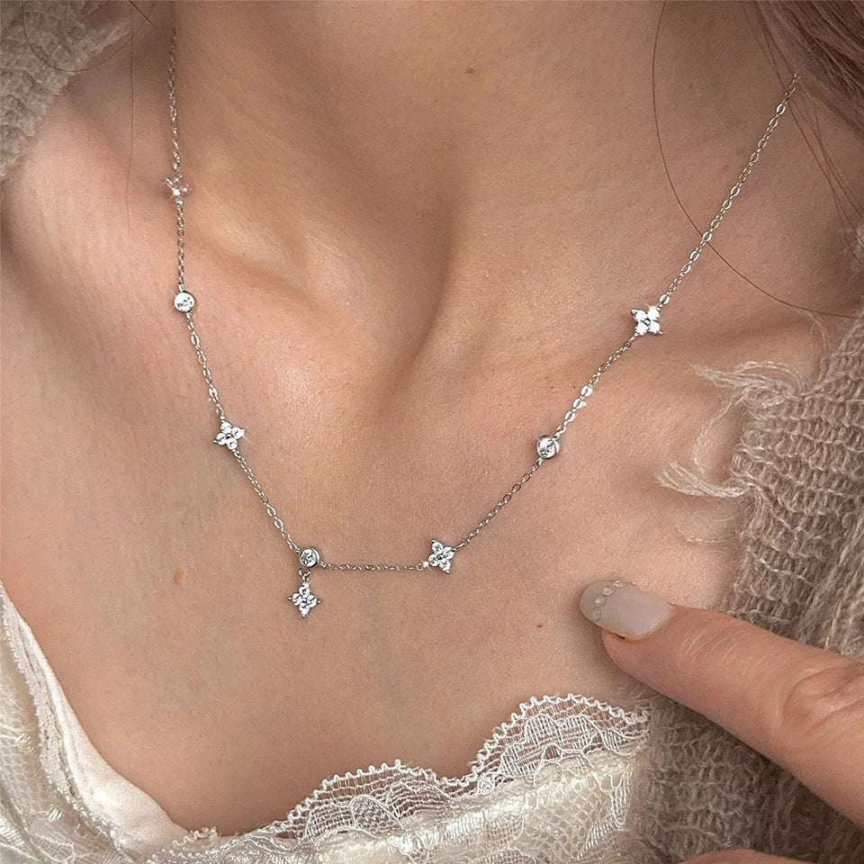 Zircon Four-Leaf Clover Pendant Necklace