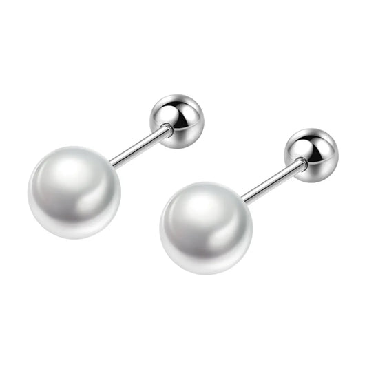 Pearl Stud Earrings - 925 Sterling Silver with Alexandrite