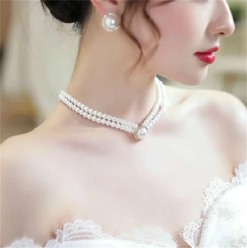 Pearl Bridal Jewelry Set - Necklace, Earrings, and Ring