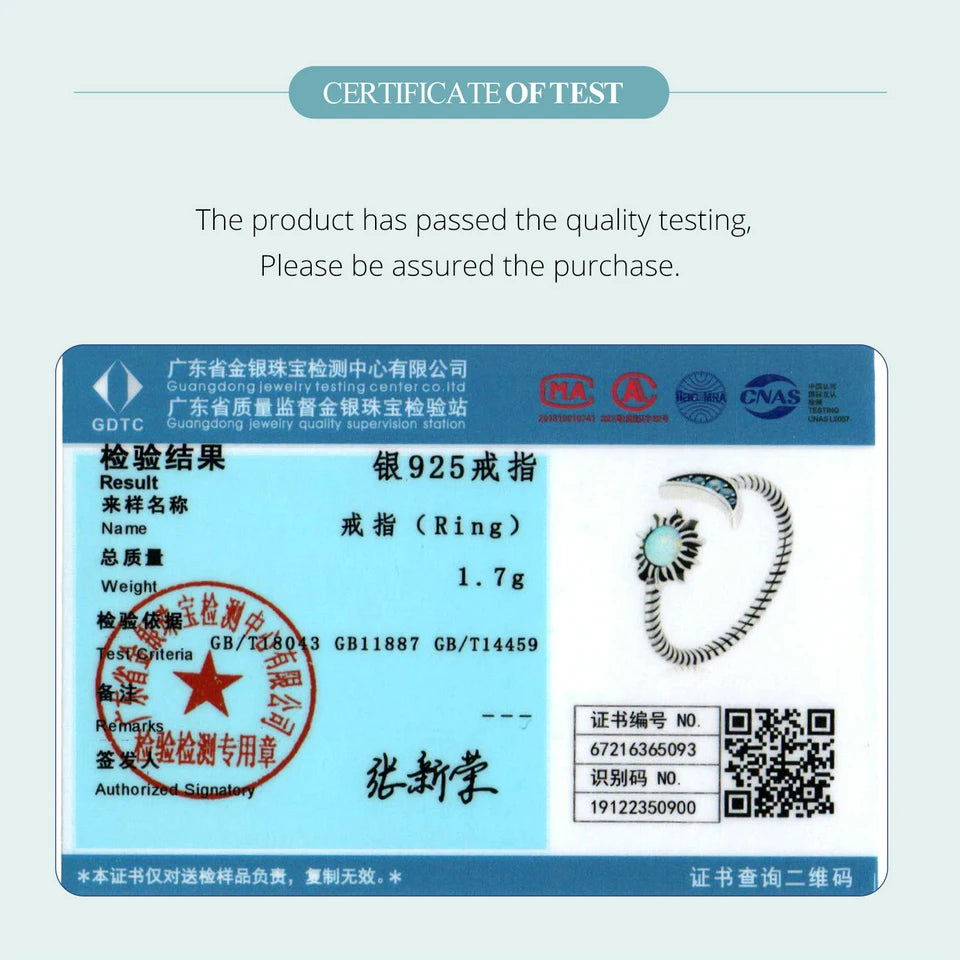 Sun Moon Open Ring - 925 Sterling Silver with Opal Accents