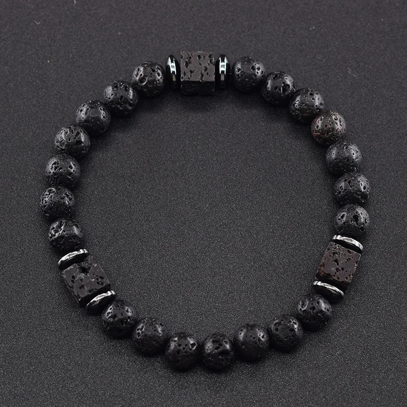 Black Lava Stone Beaded Bracelet - Natural Healing Design