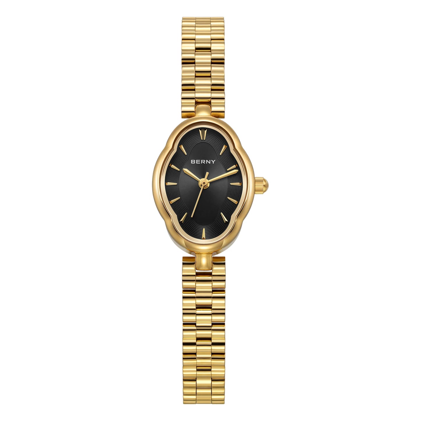 Luxury Oval Women's Watch - Gold Stainless Steel with Sapphire Coating