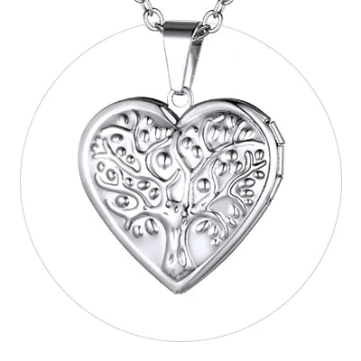 Heart Frame Memory Locket Pendant Necklace - Photo Keepsake