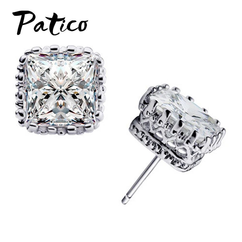 Small Cubic Zirconia Stud Earrings - 925 Sterling Silver