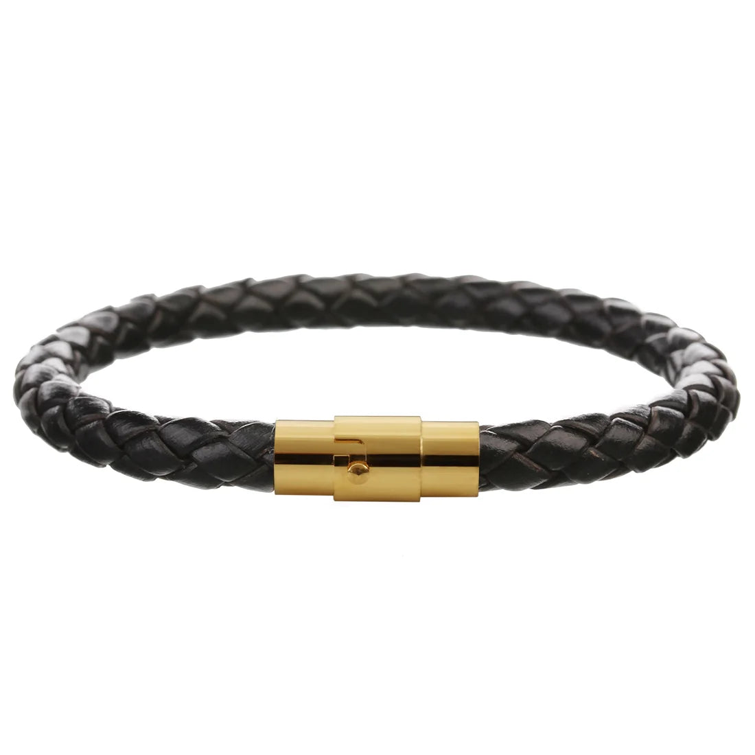 Genuine Braided Leather Bracelet - Stainless Steel Magnetic Clasp