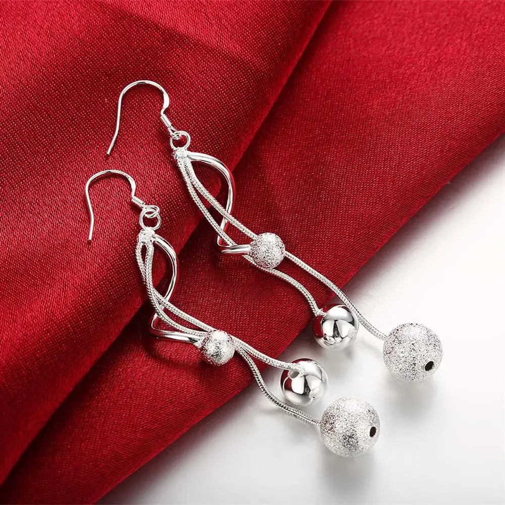 Tassel Bead Drop Earrings - 925 Sterling Silver
