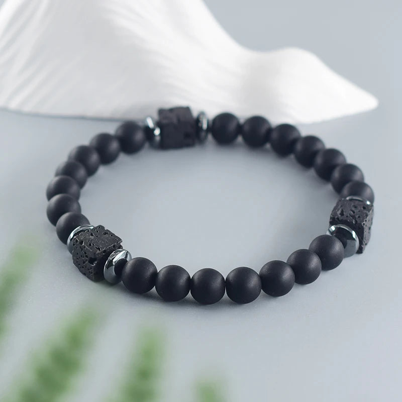 Black Lava Stone Beaded Bracelet - Natural Healing Design