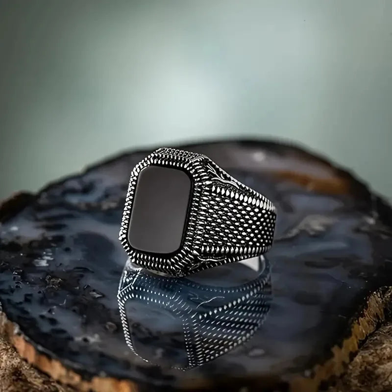 Vintage Hand Engraved Pattern Turkish Signet Ring