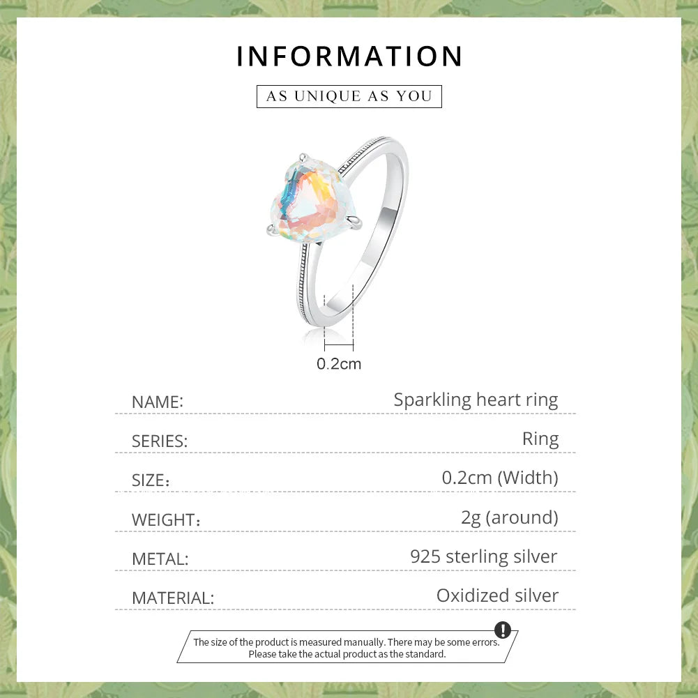 Sparkling Heart Ring - 925 Sterling Silver Classic Design