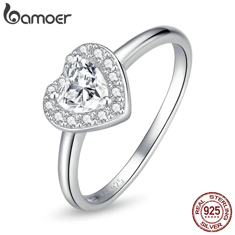 Bright Love Heart Ring - 925 Sterling Silver with Zircon