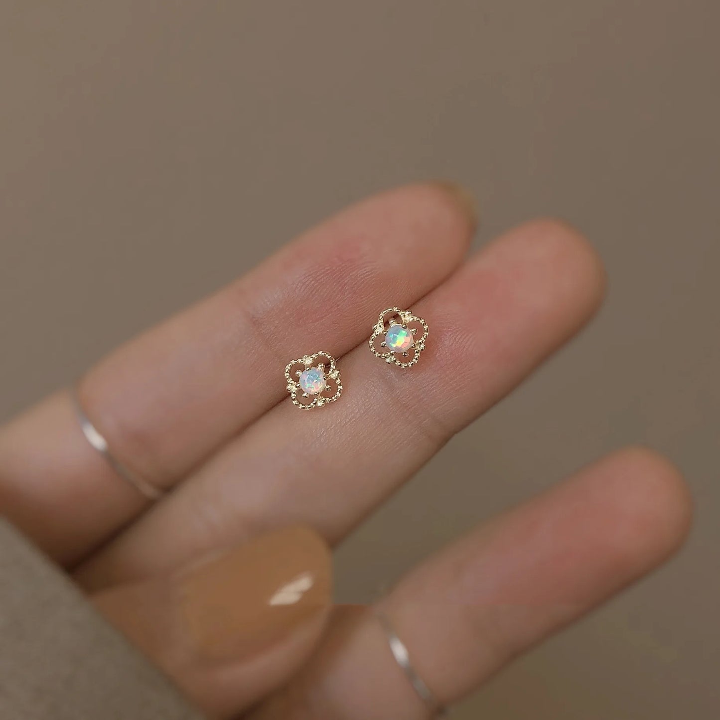 Square Crystal Stud Earrings - Gold and Silver Plated