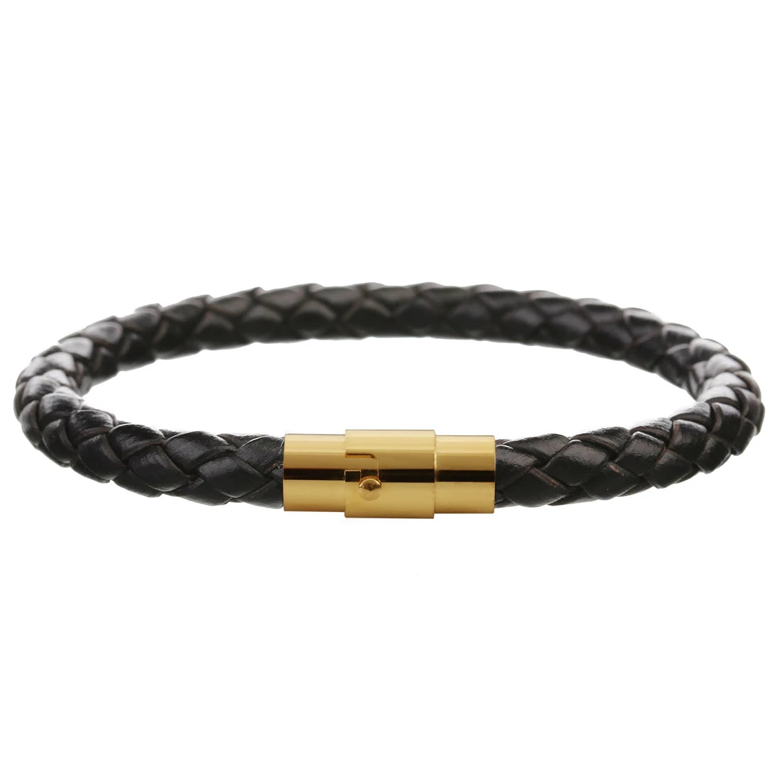 Genuine Braided Leather Bracelet - Stainless Steel Magnetic Clasp