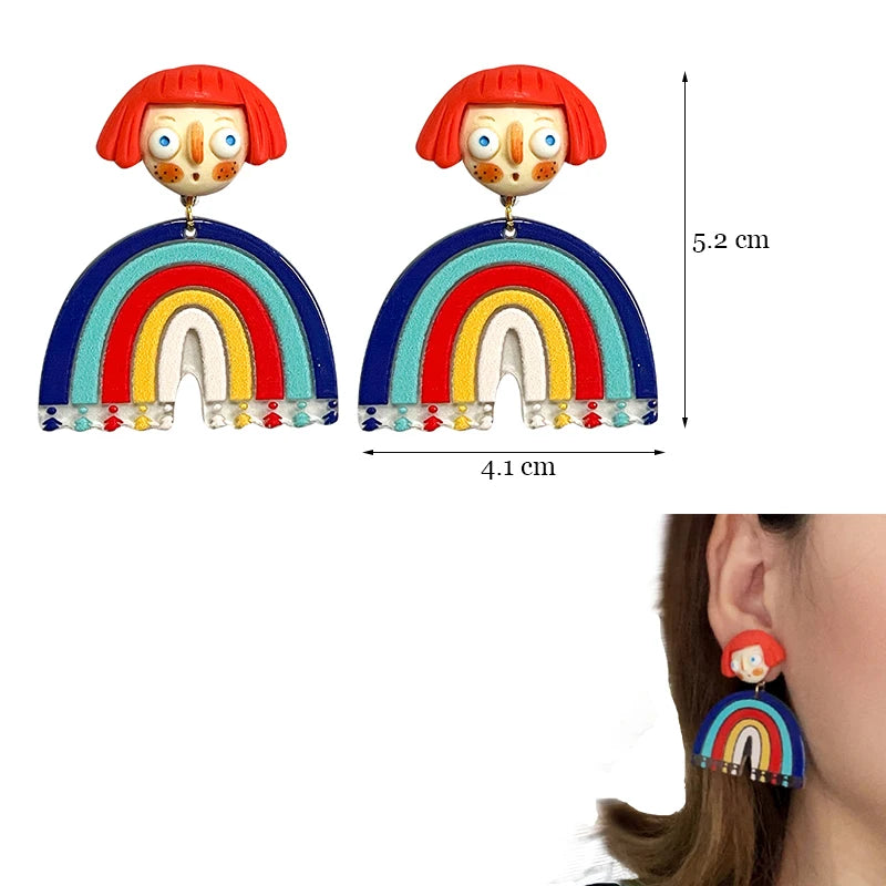 Colorful Acrylic Dangle Earrings - Irregular Trendy Design
