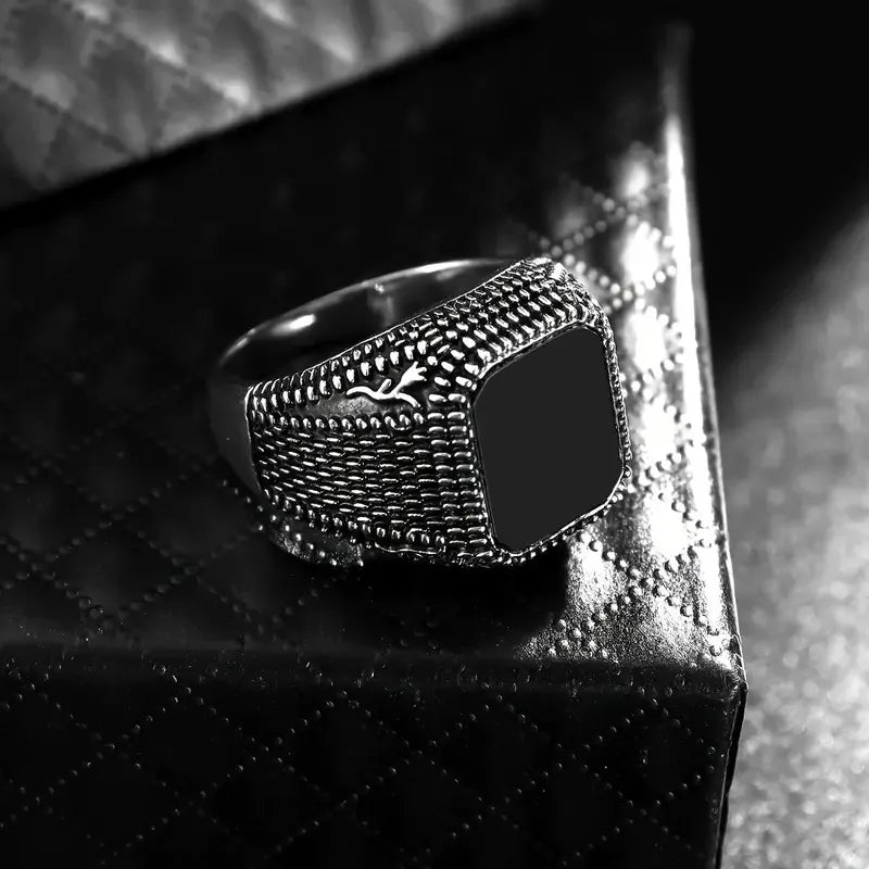 Vintage Hand Engraved Pattern Turkish Signet Ring