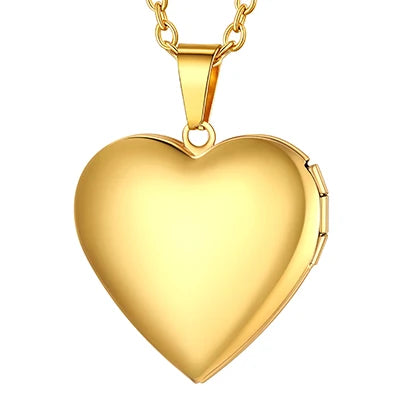 Heart Frame Memory Locket Pendant Necklace - Photo Keepsake
