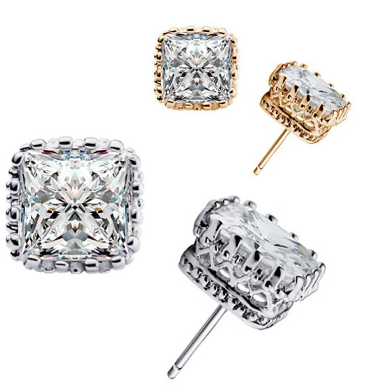 Small Cubic Zirconia Stud Earrings - 925 Sterling Silver