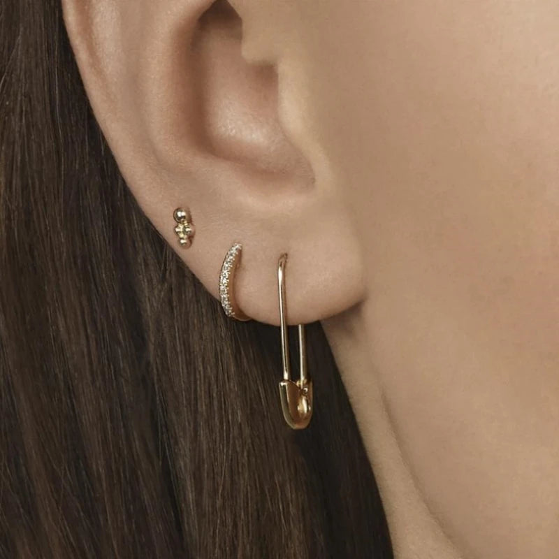 Paper Clip Pin Earrings - Minimalist Chain Design