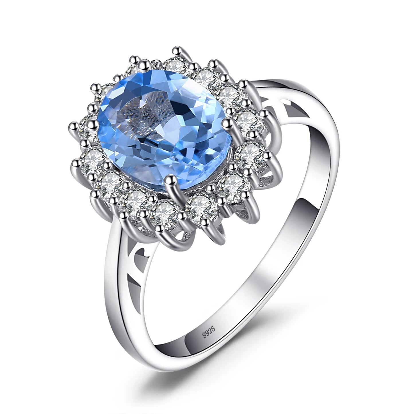 Blue Sapphire Ring - 925 Sterling Silver with Topaz