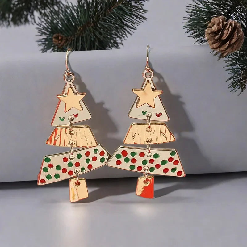 Star Statement Drop Earrings - Classic Holiday Design