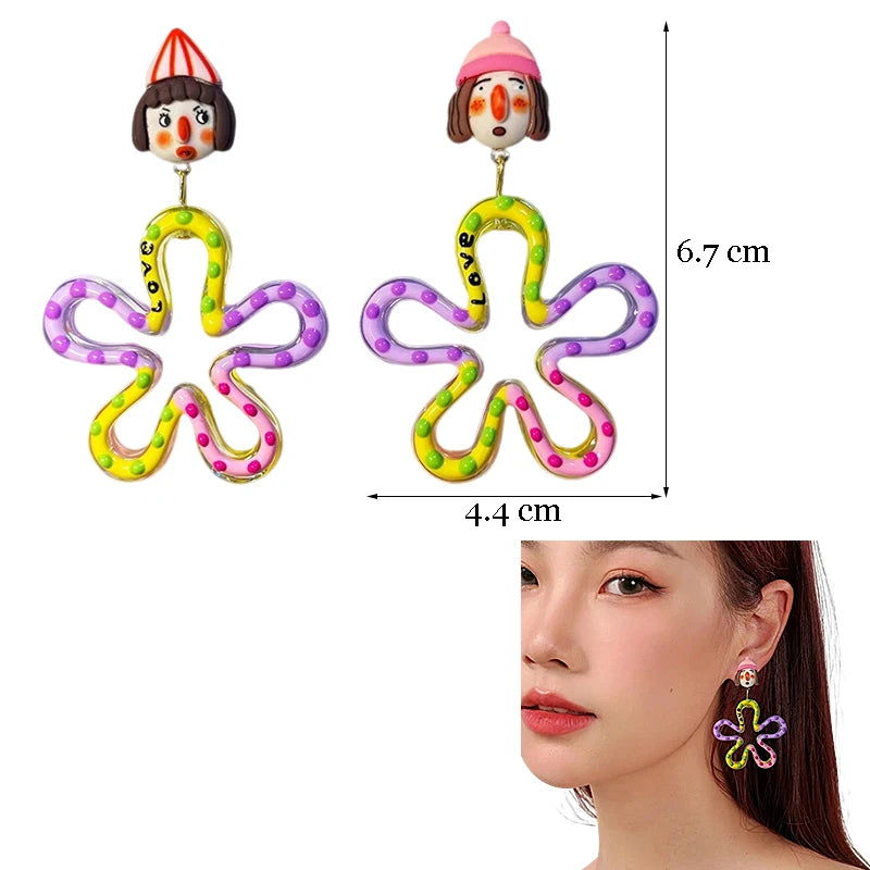 Colorful Acrylic Dangle Earrings - Irregular Trendy Design