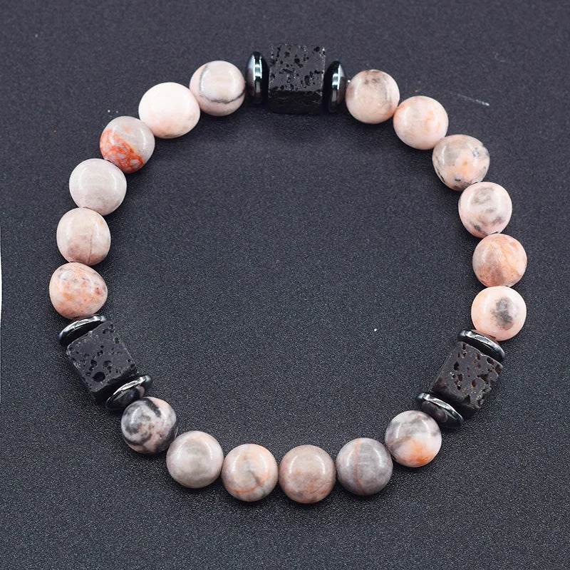 Black Lava Stone Beaded Bracelet - Natural Healing Design