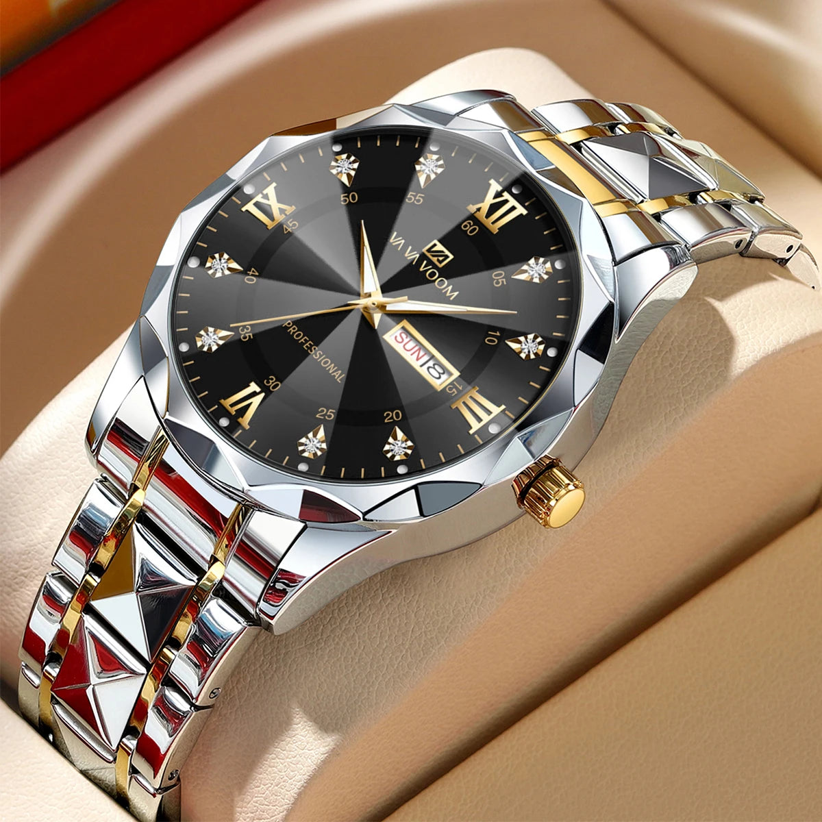 Luxury Rhinestone Business Watch - Stainless Steel Men's Quartz