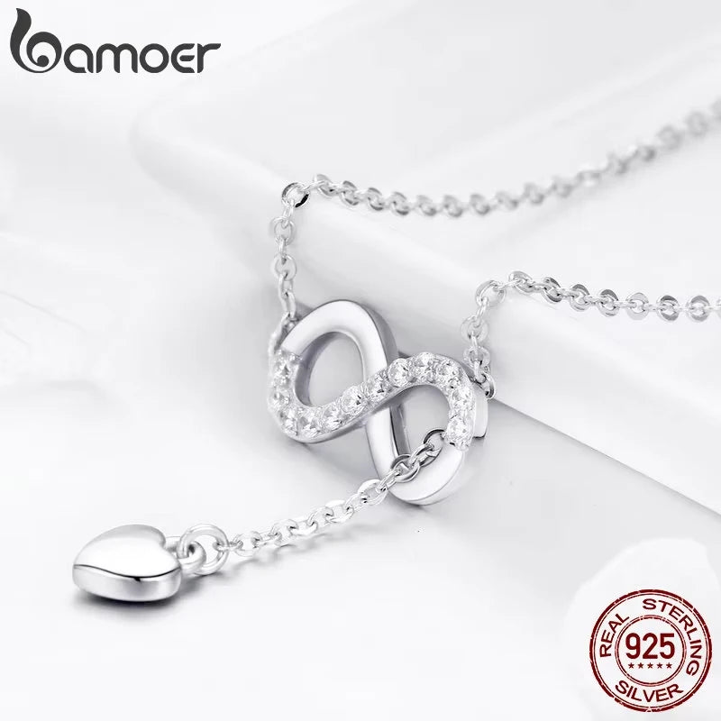 Sterling Silver Infinity Love Pendant Necklace - 925 Silver