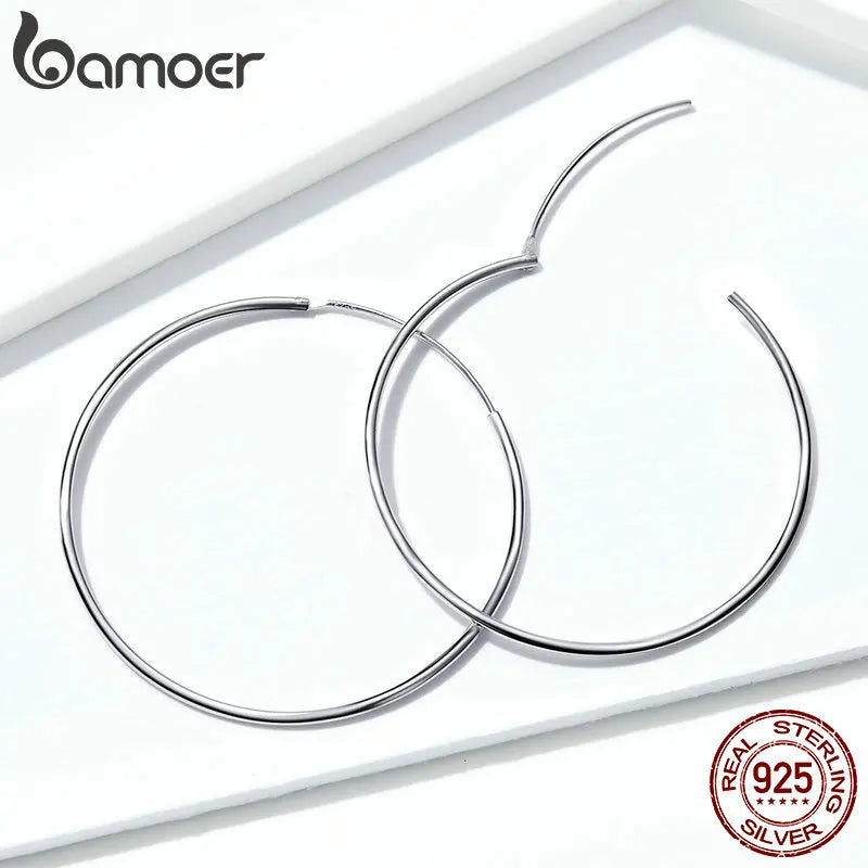 Large Hoop Earrings - 925 Sterling Silver
