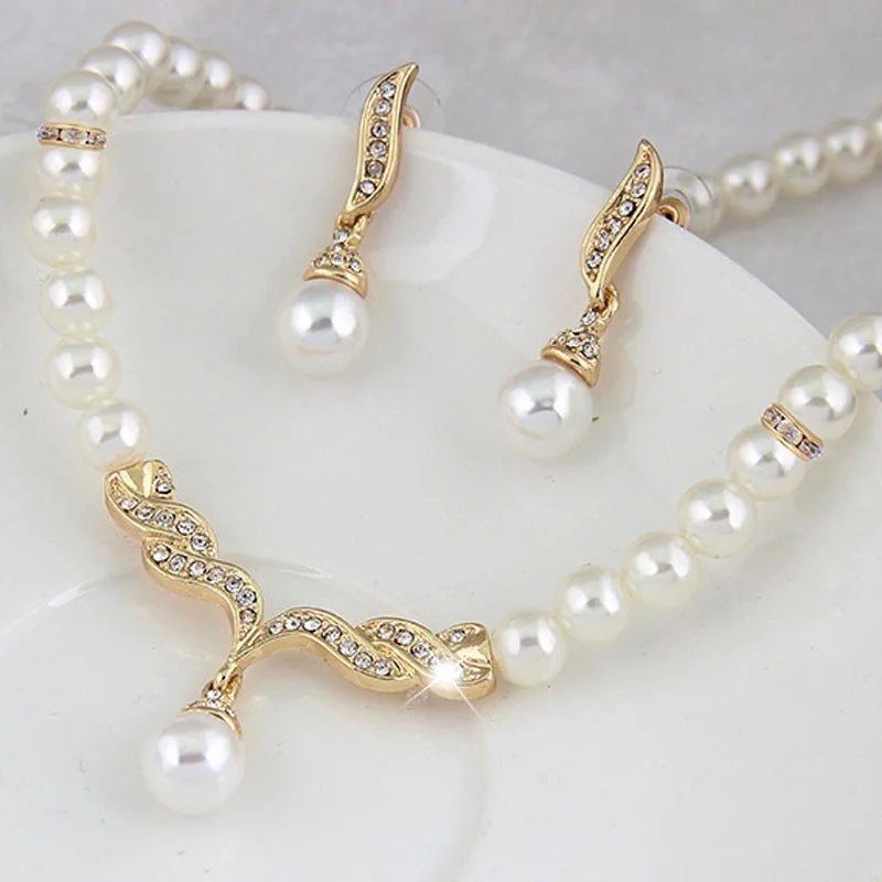 Pearl Jewelry Set - Trendy Necklace and Earrings
