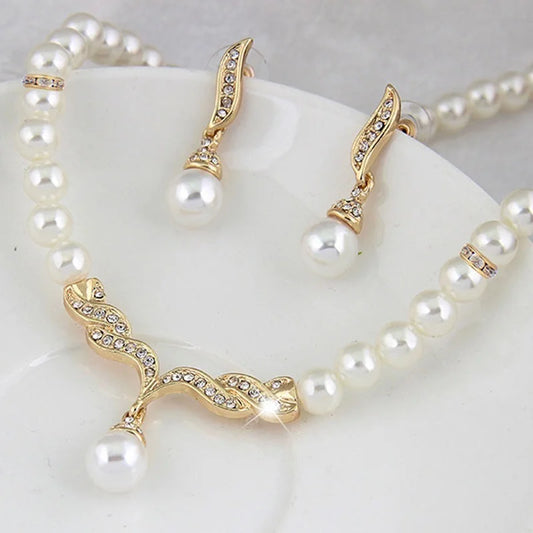 Pearl Jewelry Set - Trendy Necklace and Earrings