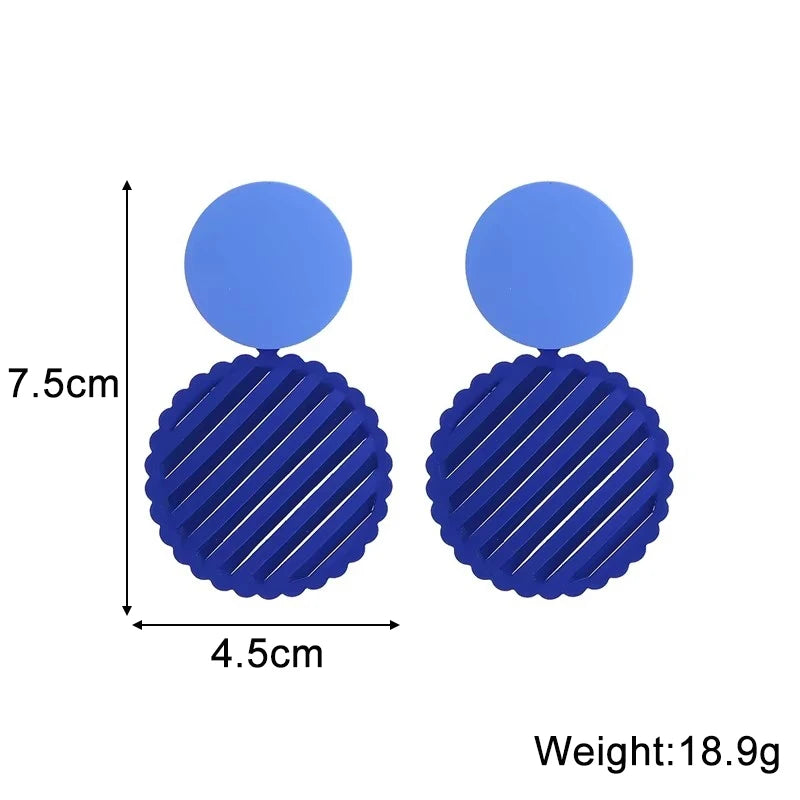 Blue Geometric Earrings - Bohemian Style Drop Earrings