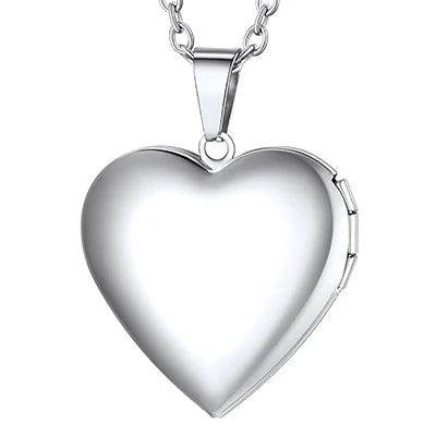 Heart Frame Memory Locket Pendant Necklace - Photo Keepsake