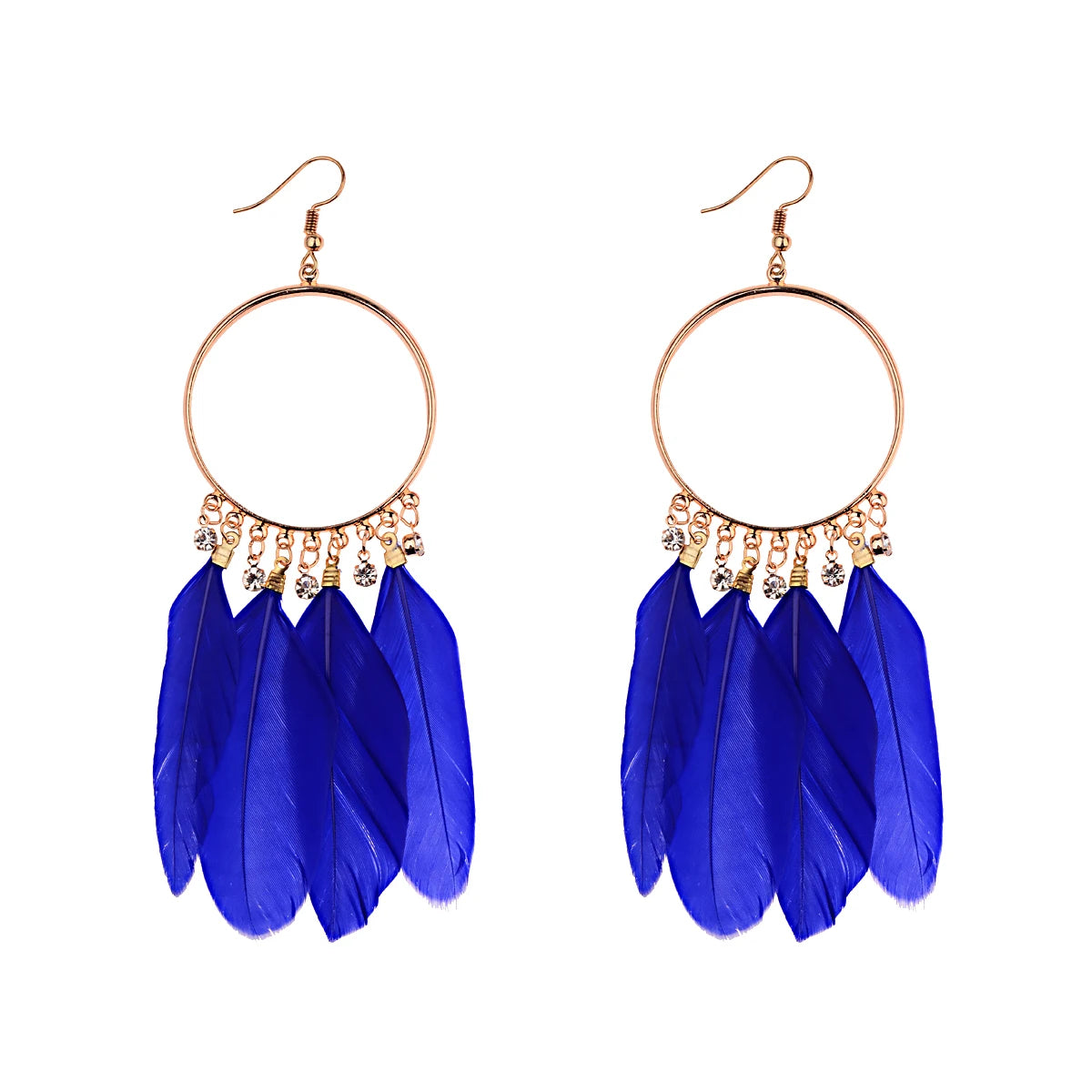 Vintage Bohemian Feather Tassel Earrings - Handmade Ethnic Design