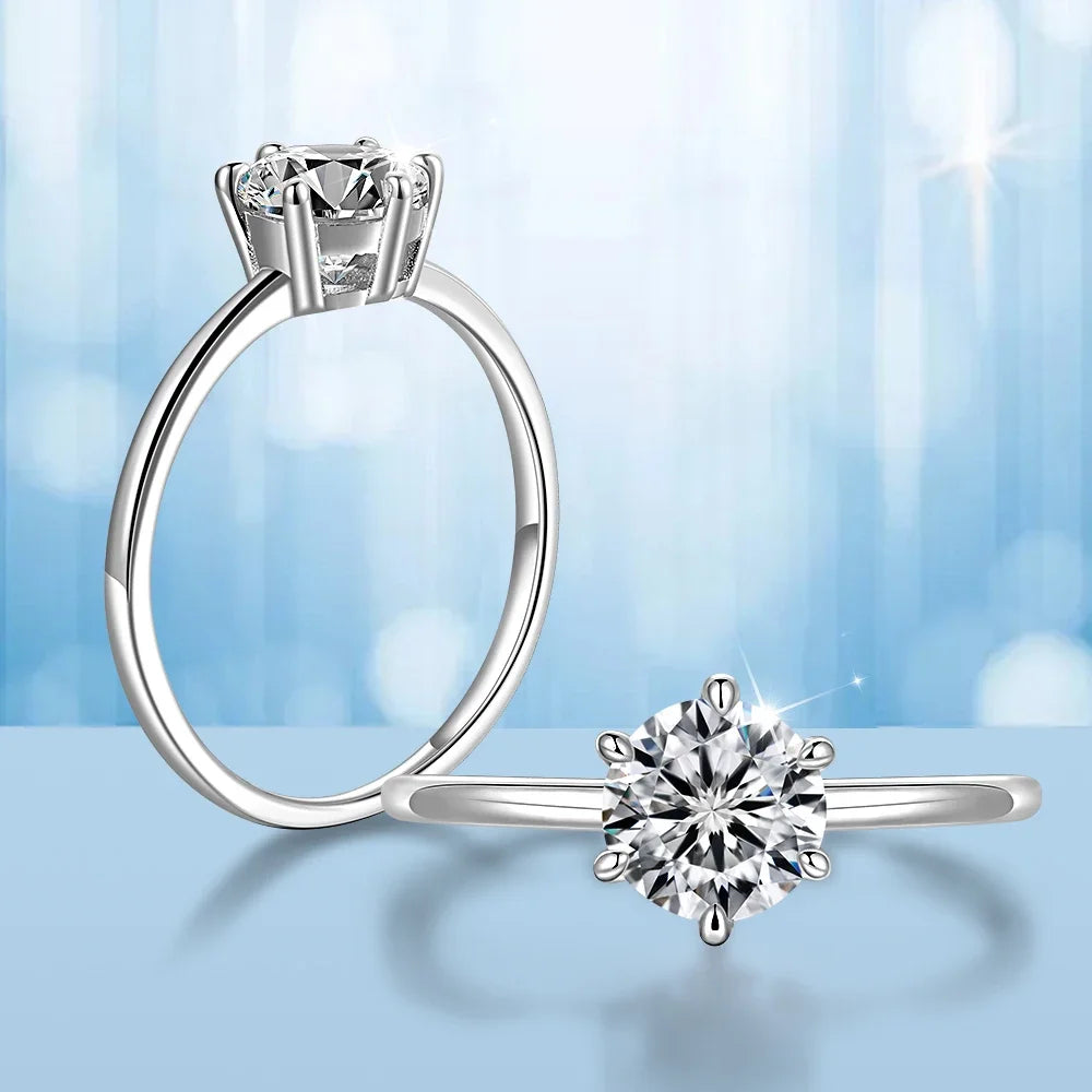 Moissanite Engagement Ring - 925 Sterling Silver