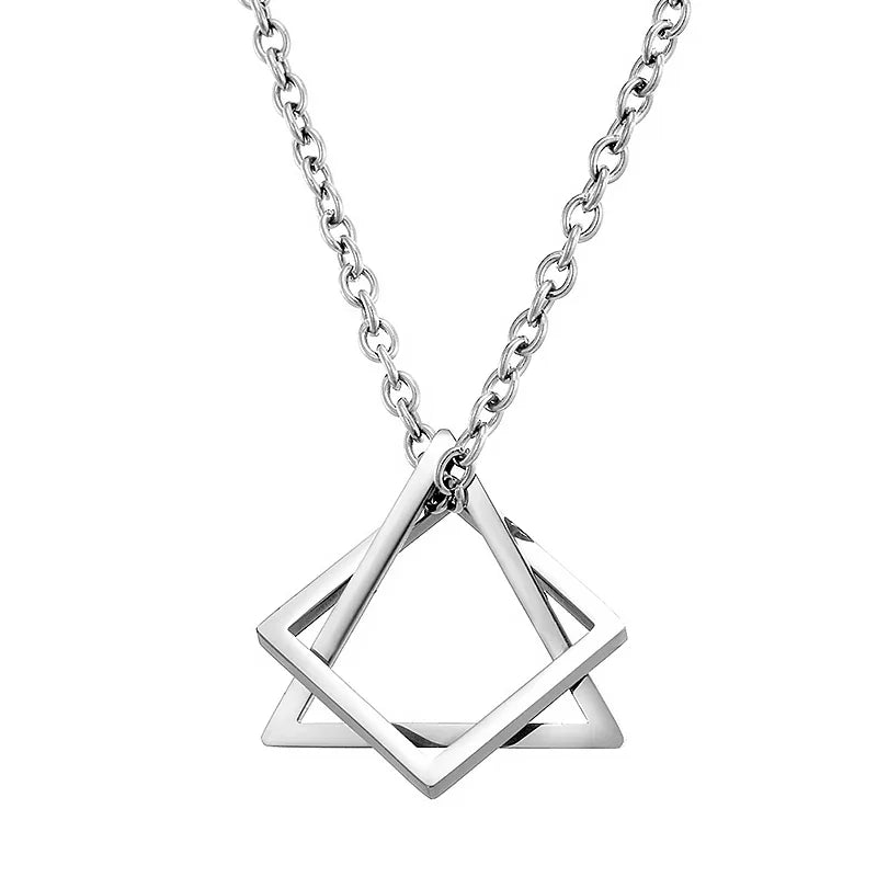 Geometric Square Triangle Pendant Necklace - Modern Minimalist