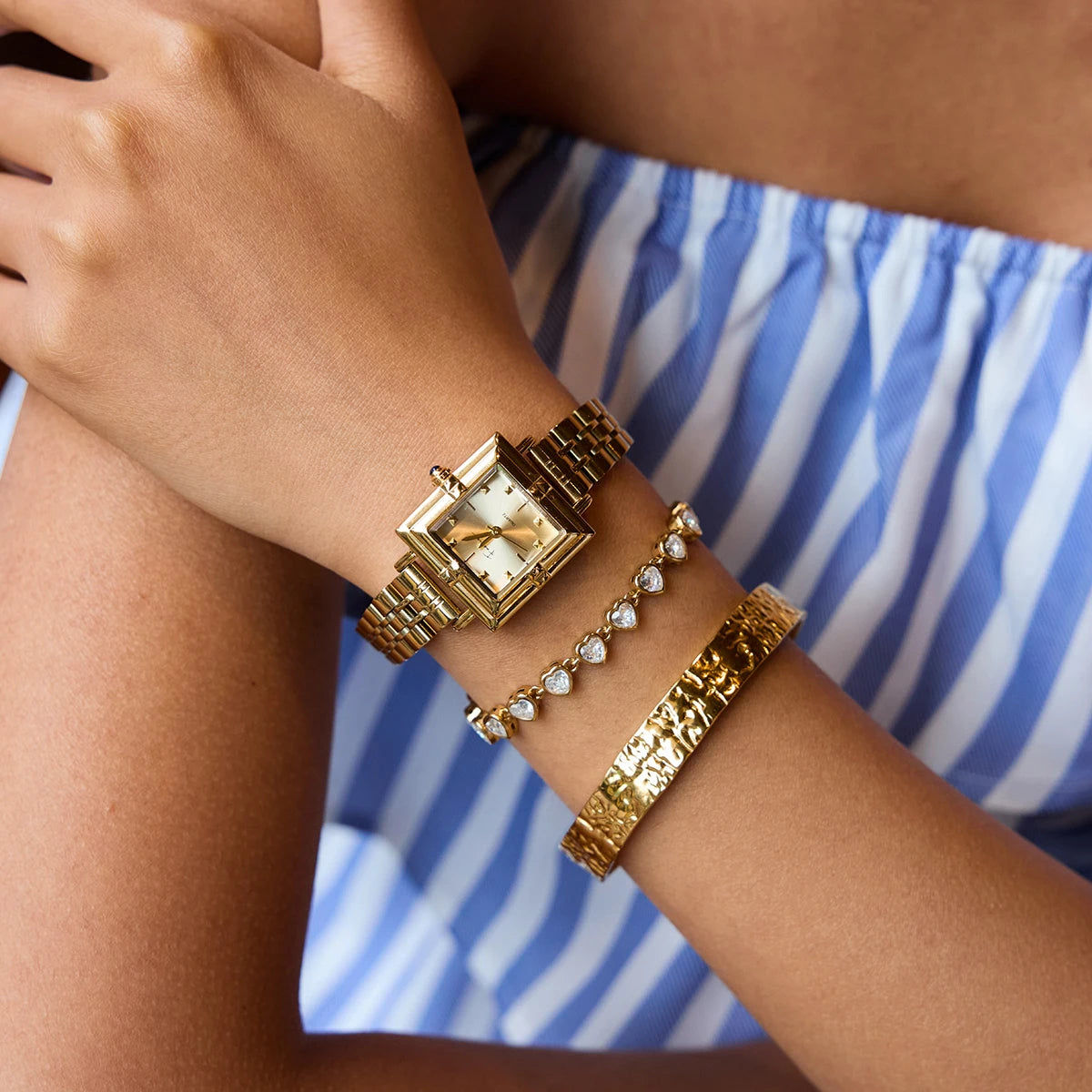 Feather Cuff Bracelet Watch - Stainless Steel Design