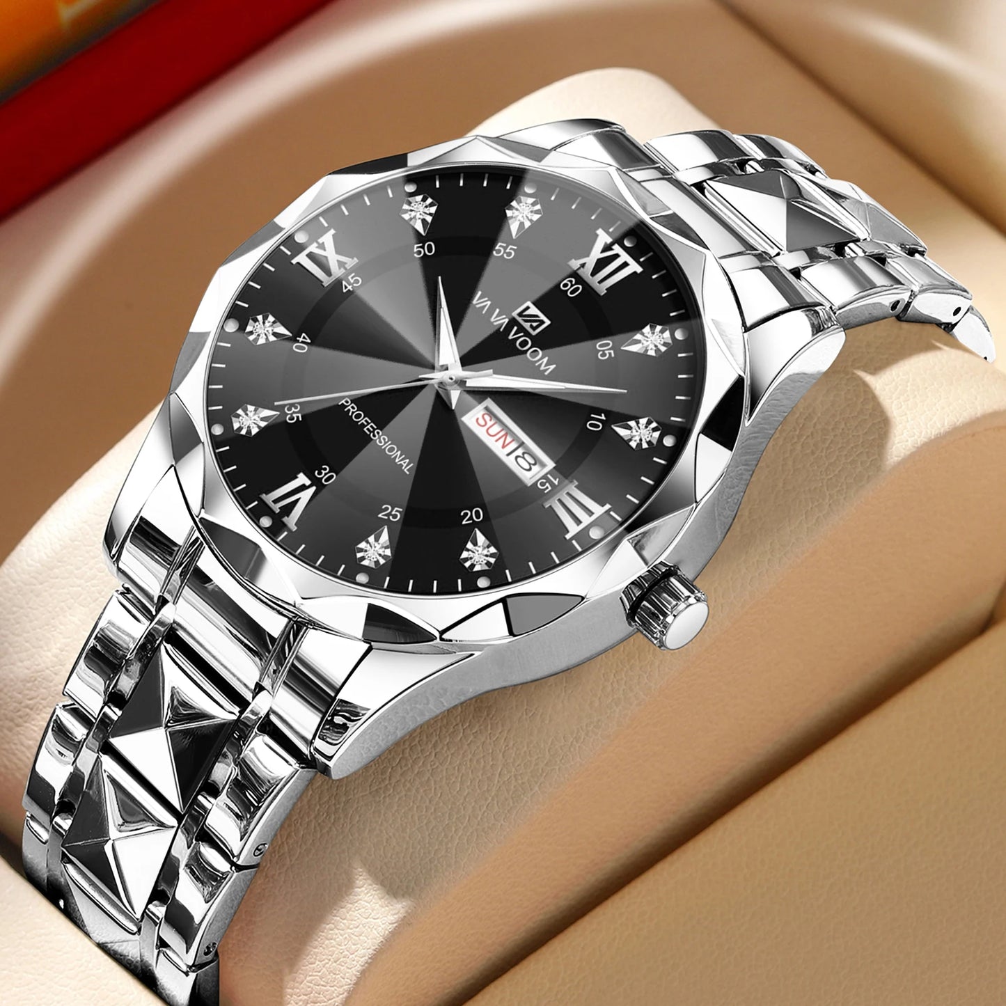 Luxury Rhinestone Business Watch - Stainless Steel Men's Quartz