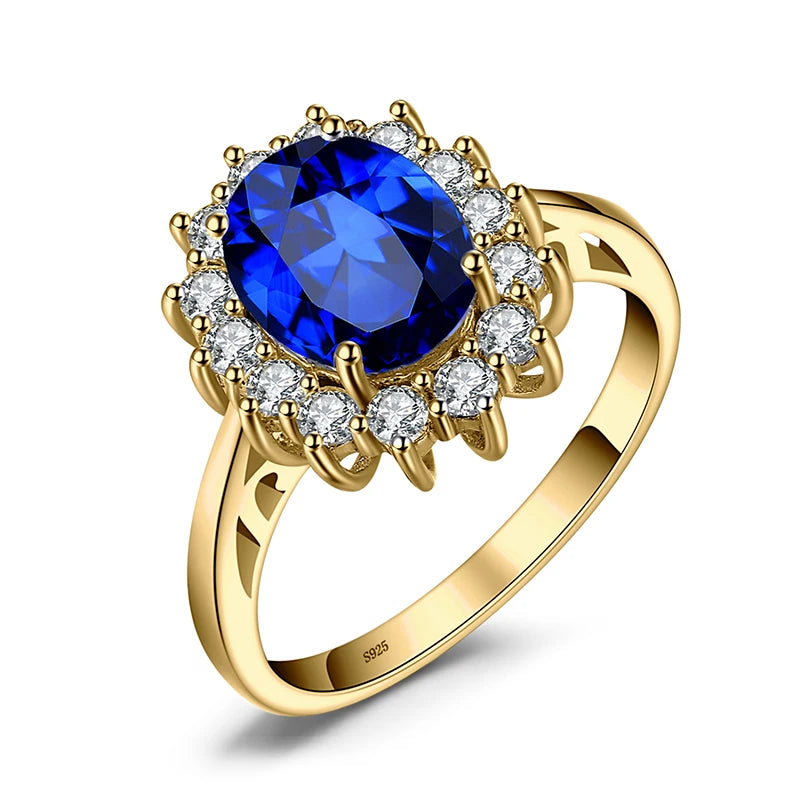 Blue Sapphire Ring - 925 Sterling Silver with Topaz